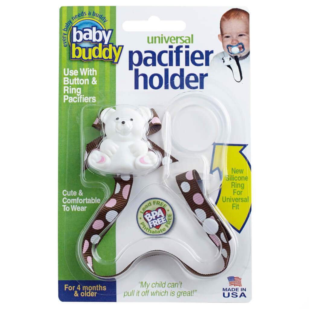 Baby Buddy Universal Pacifier Holder Clip Keep Pacifier Near and Off Floor Dots - Picture 9 of 9