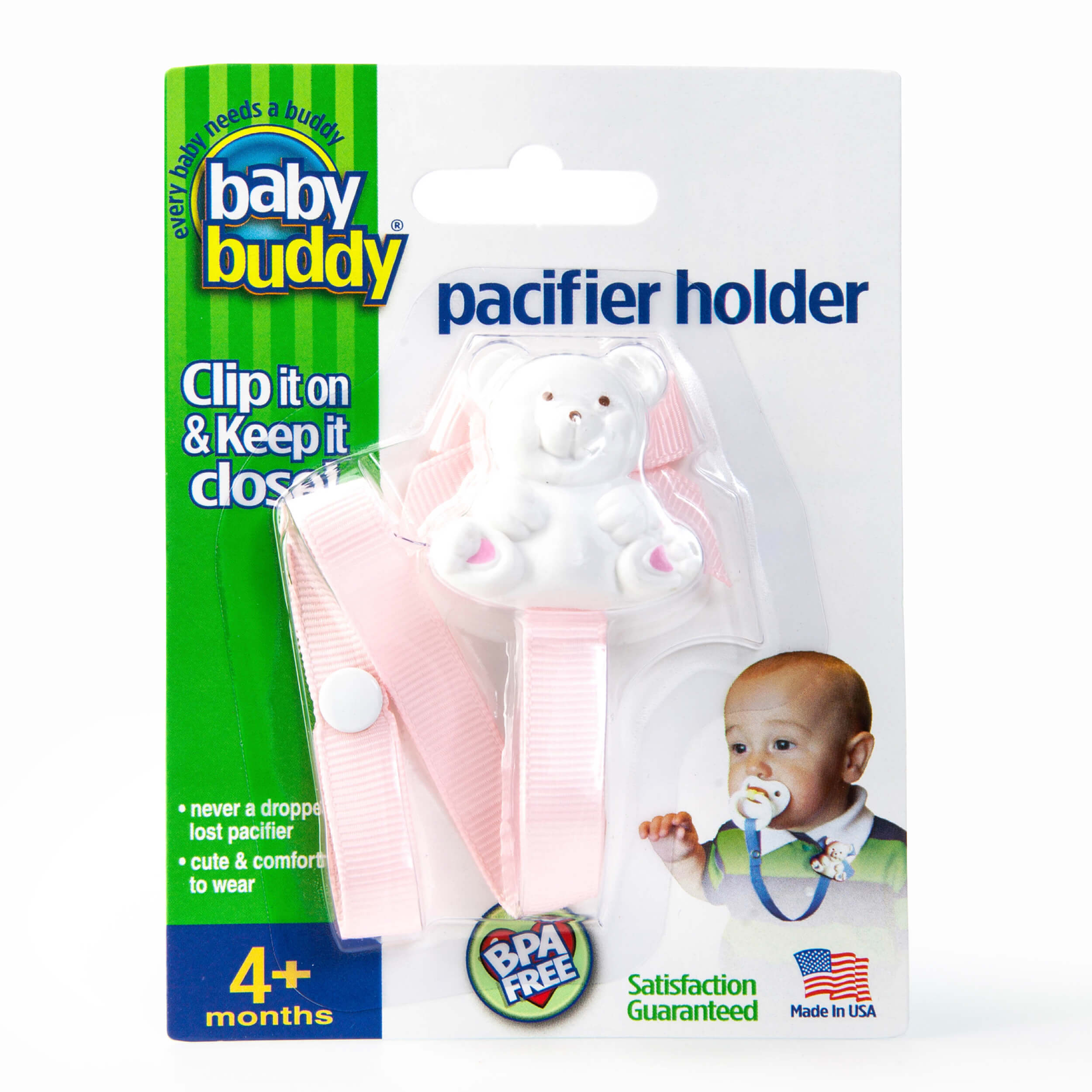 Baby Buddy Bear Pacifier Holder Nipple Strap Clips Baby Shirt Snaps to Paci - Picture 15 of 46