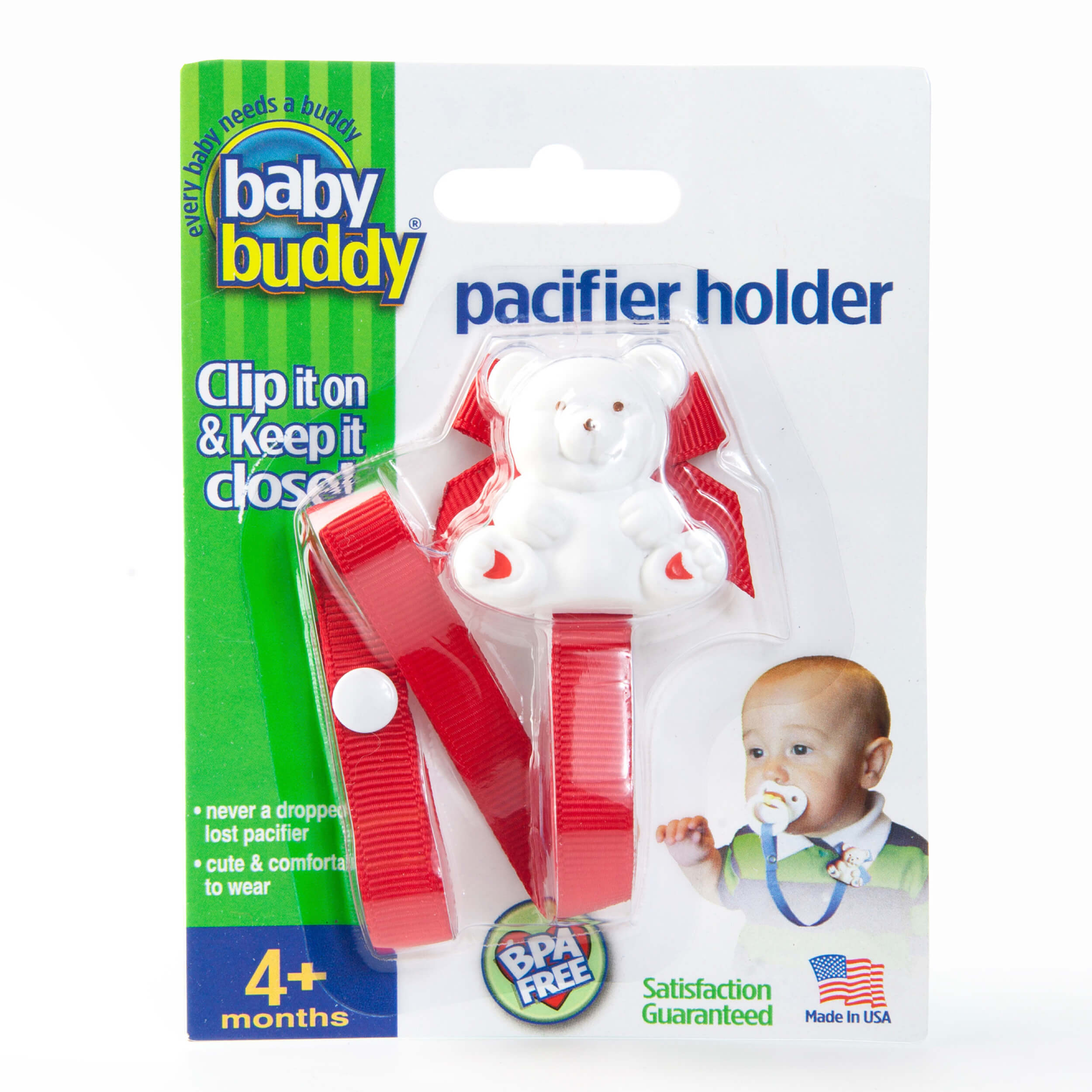 Baby Buddy Bear Pacifier Holder Nipple Strap Clips Baby Shirt Snaps to Paci - Picture 11 of 26