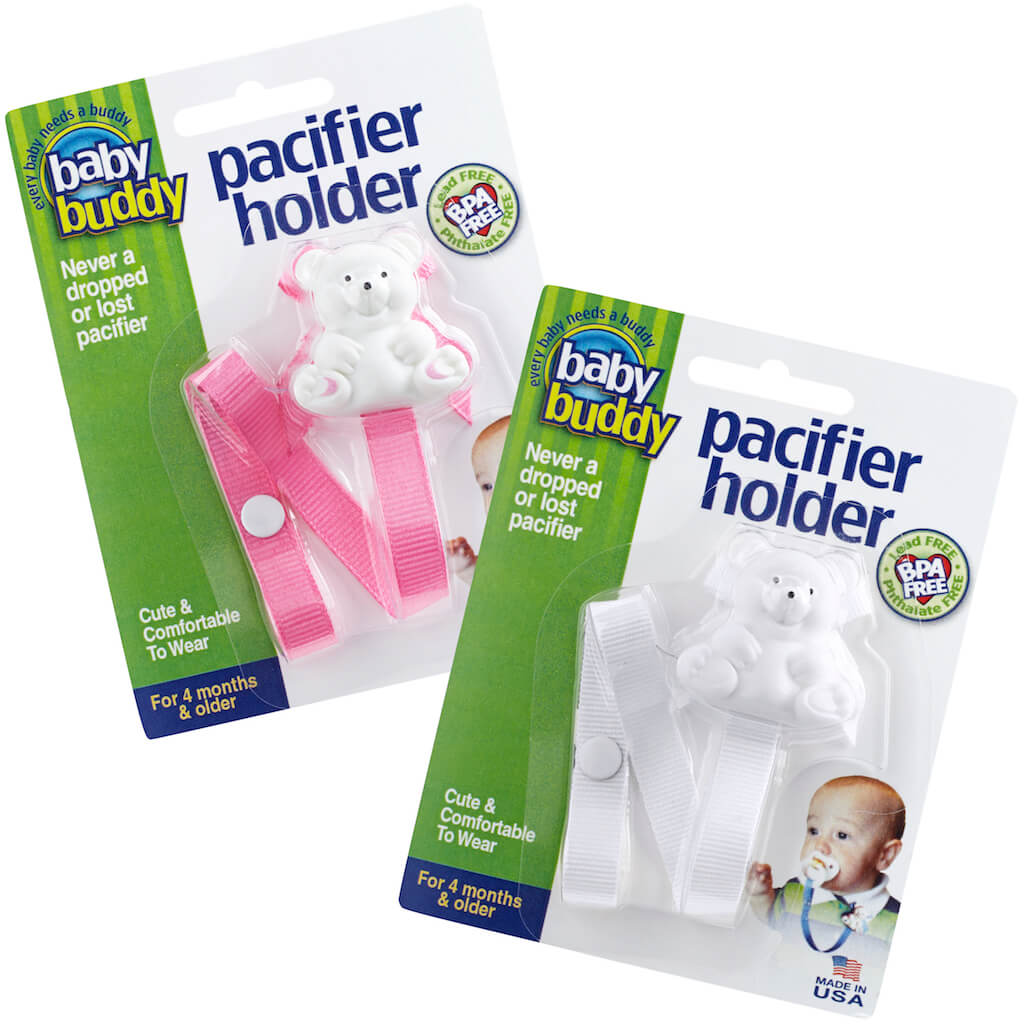Porta ciuccio Baby Buddy clip orso clip su camicia a scatti con teether Paci 2Pk - Foto 4 di 15
